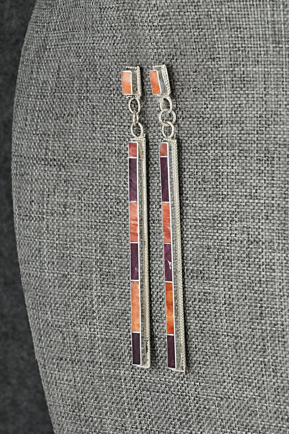 Spiny Oyster & Sterling Silver Earrings - Ricky Booqua