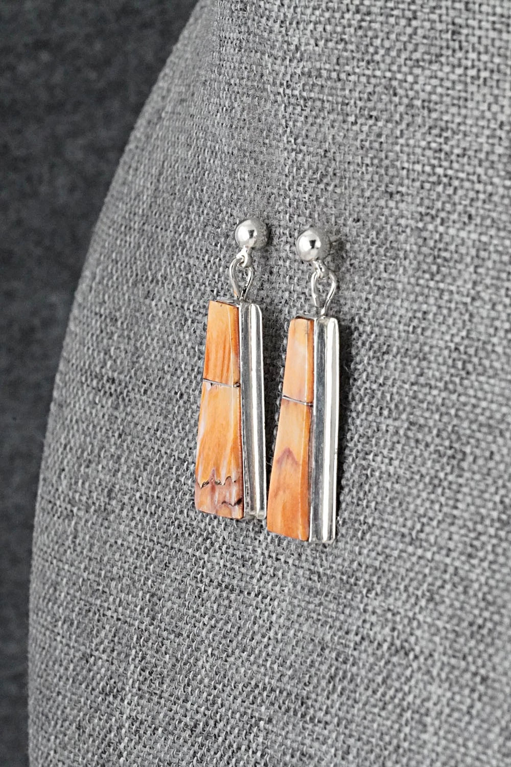Spiny Oyster & Sterling Silver Earrings - Brenda Pete