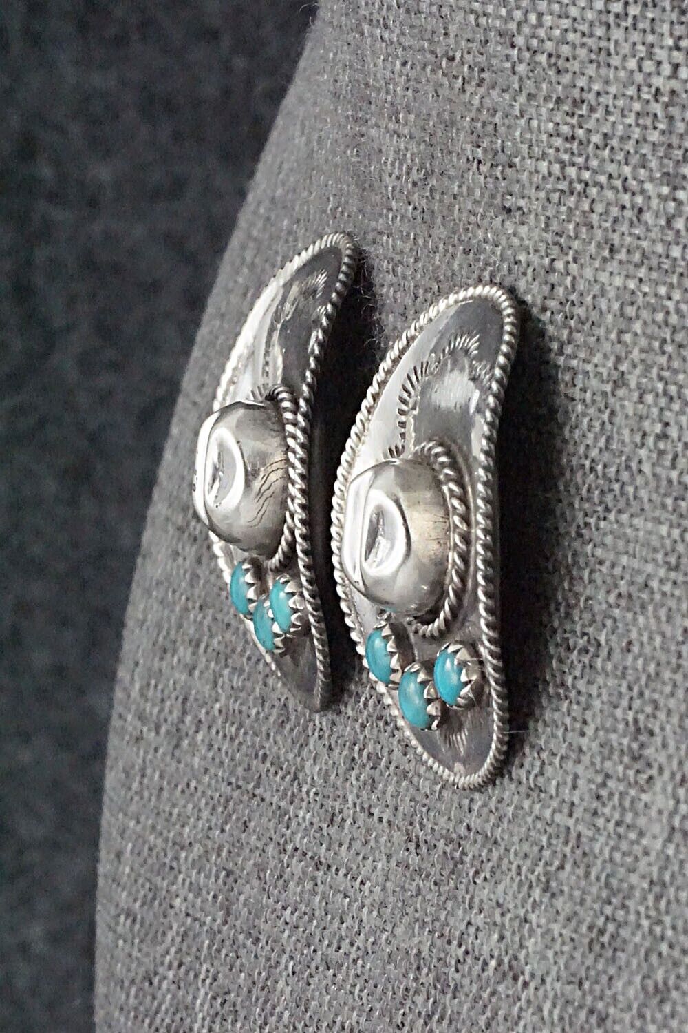 Turquoise & Sterling Silver Earrings - Bobby Platero