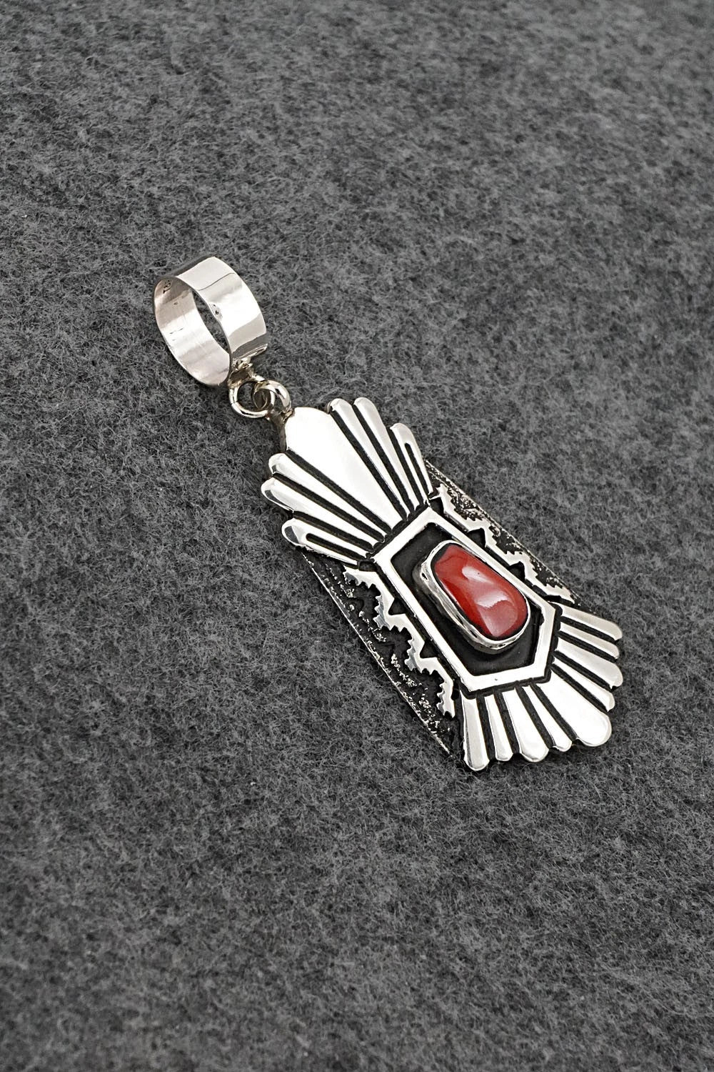 Coral & Sterling Silver Pendant - Rosita Singer