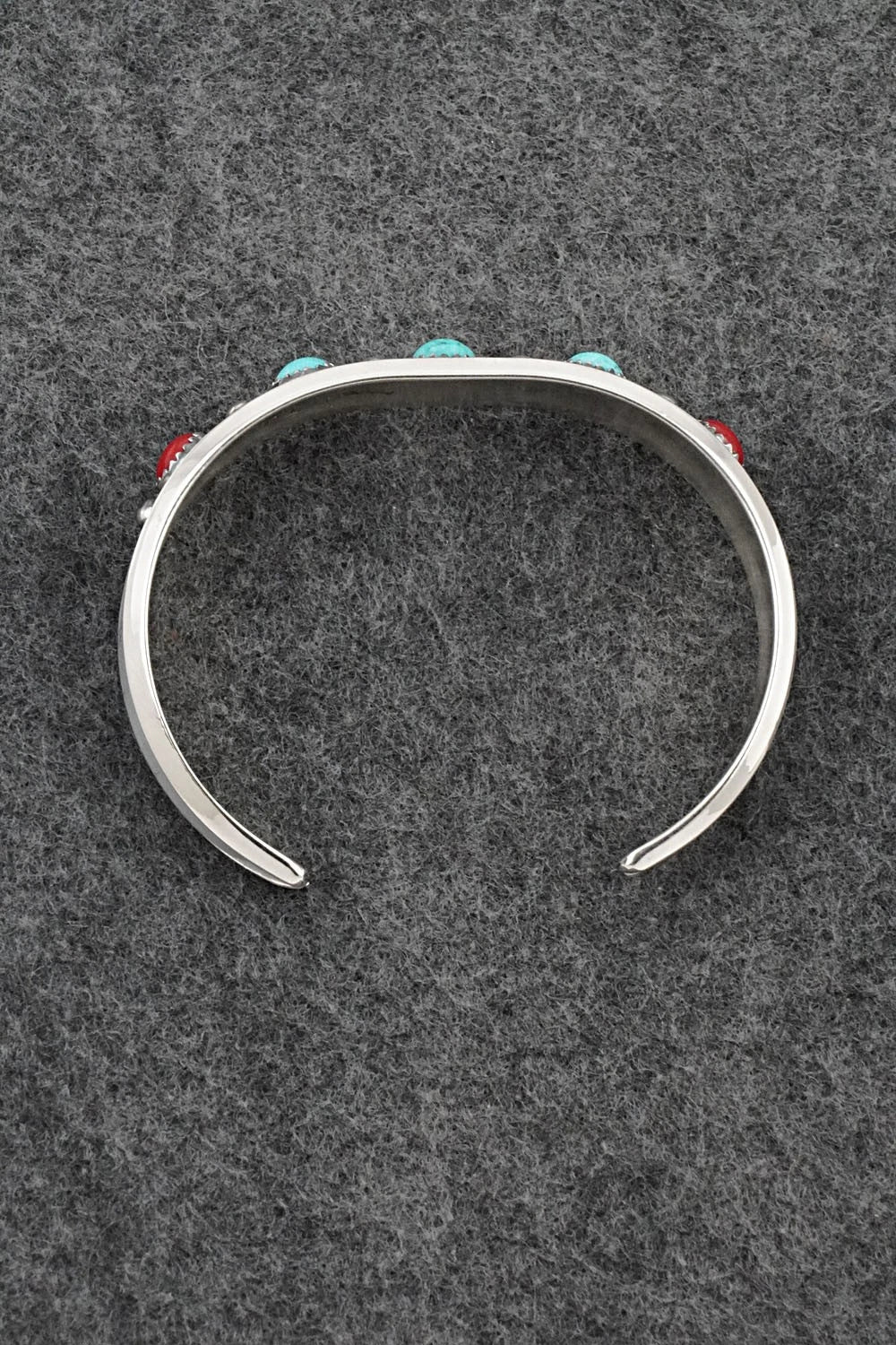 Turquoise, Coral & Sterling Silver Bracelet - Paul Largo
