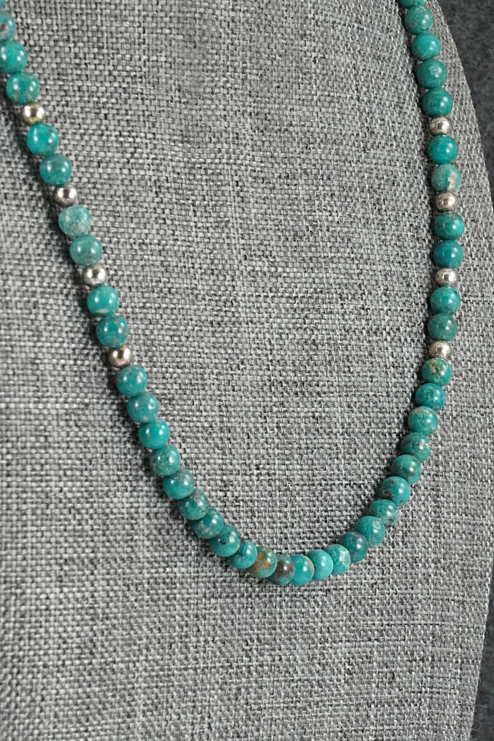 Turquoise & Sterling Silver Necklace 18" - Doreen Jake