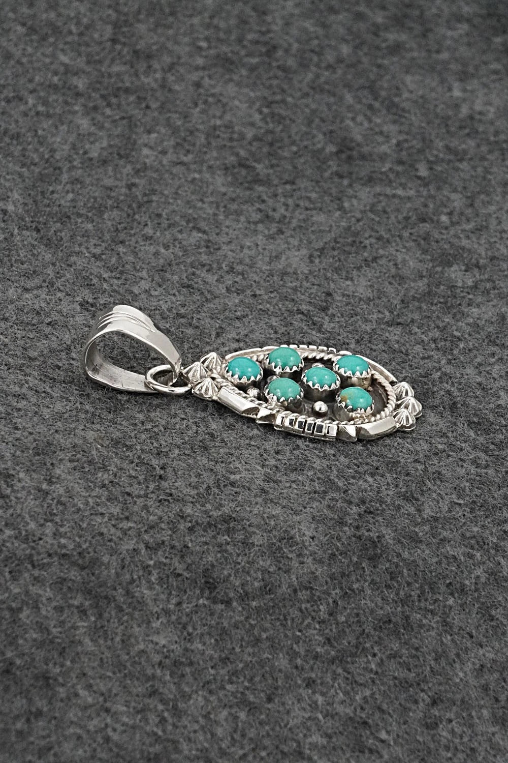 Turquoise & Sterling Silver Pendant - Kenny Lonjose