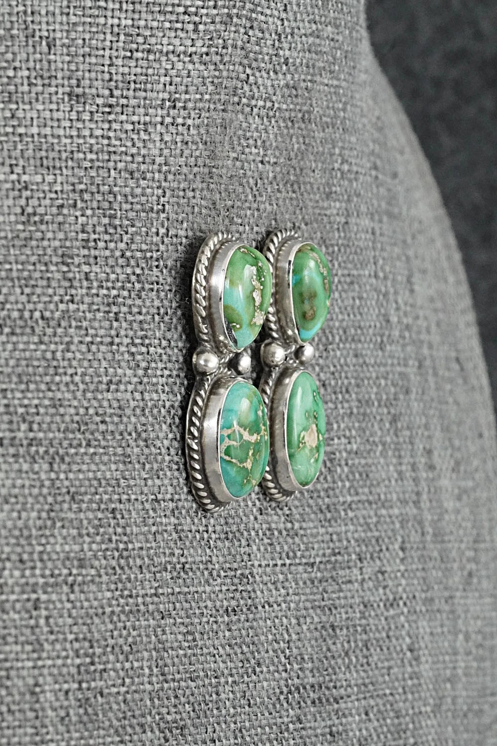 Turquoise & Sterling Silver Earrings - Eugene Gruber