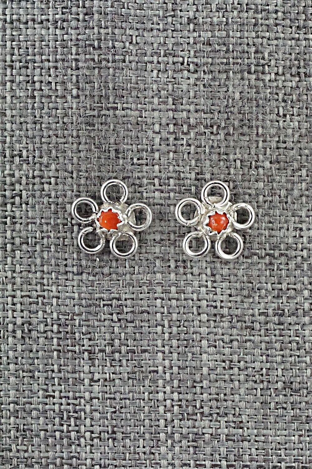 Coral & Sterling Silver Earrings - Sylvia Chee