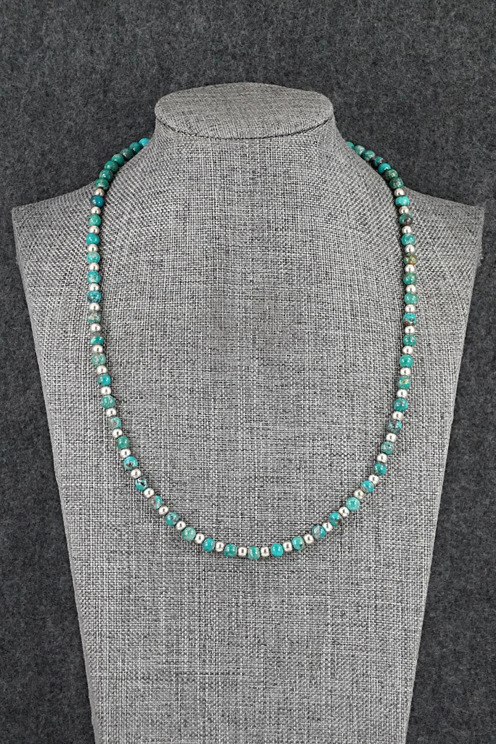Turquoise & Sterling Silver Necklace 18" - Doreen Jake