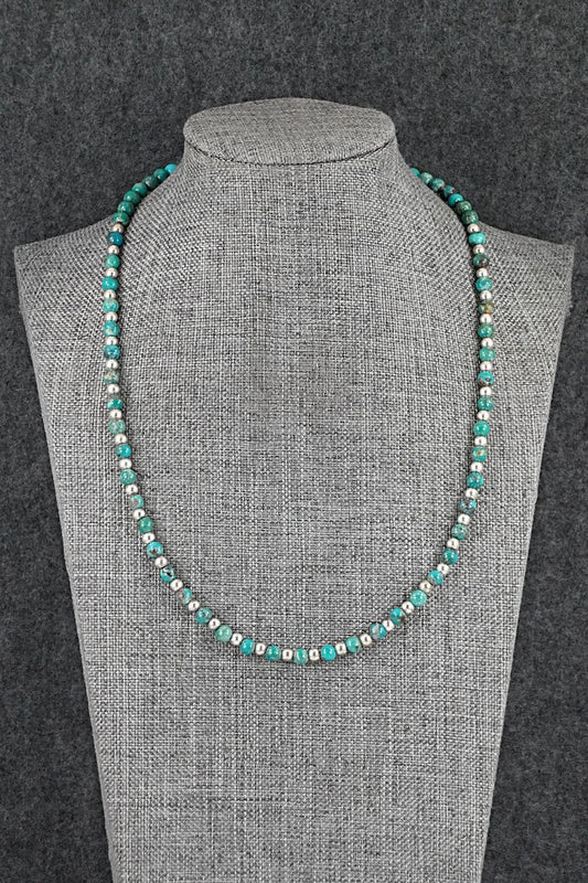 Turquoise & Sterling Silver Necklace 18" - Doreen Jake