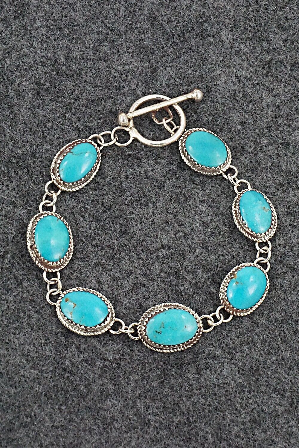 Turquoise & Sterling Silver Link Bracelet - Ernest Hawthorne