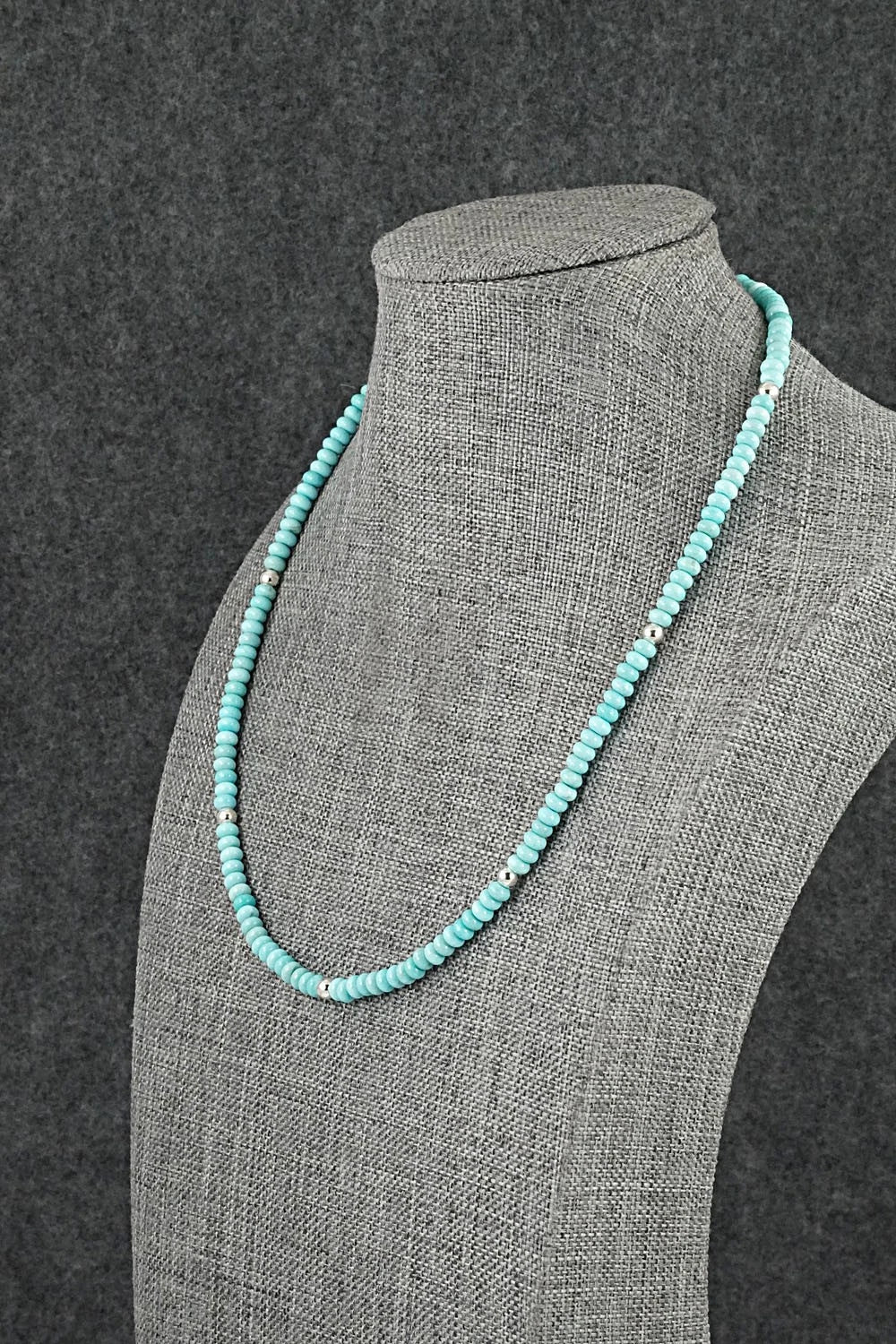 Turquoise & Sterling Silver Necklace 17" - Doreen Jake