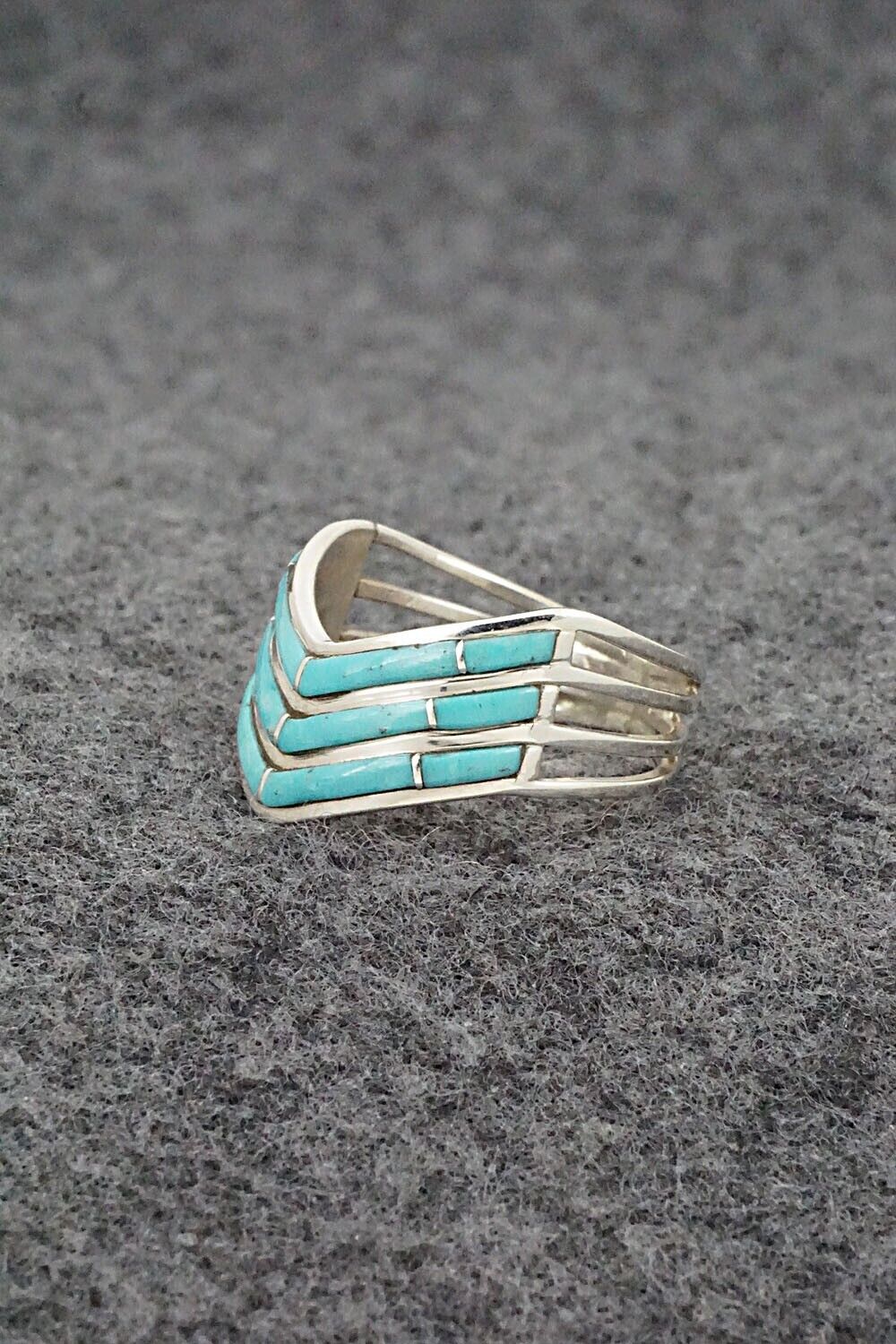 Turquoise & Sterling Silver Ring - Andrew Enrico - Size 8.5