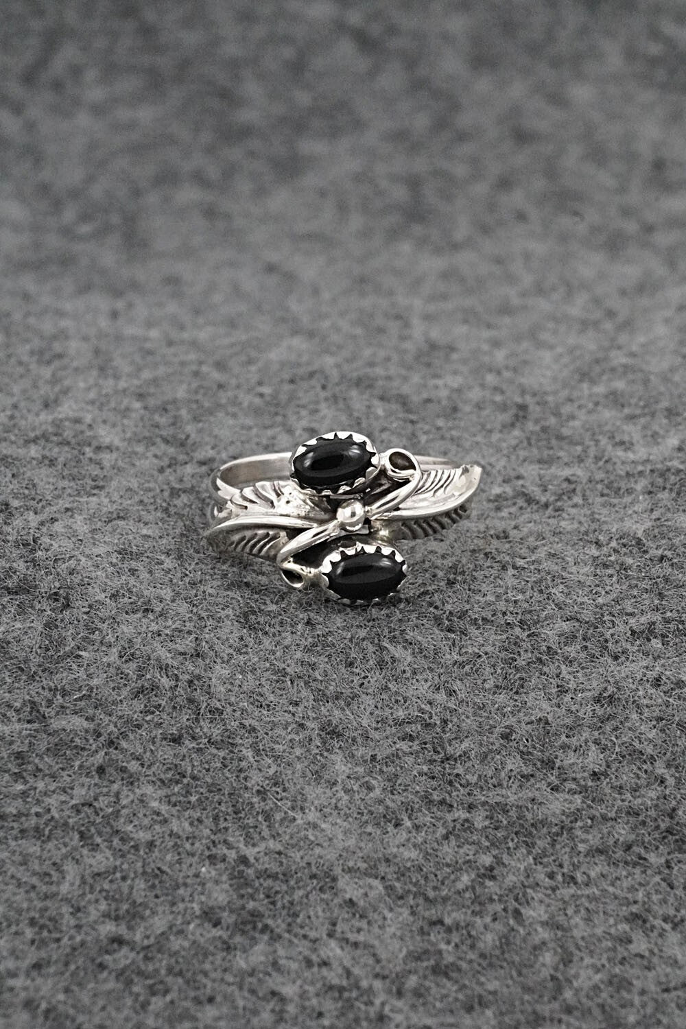 Onyx & Sterling Silver Ring - Harry B. Yazzie - Size 8
