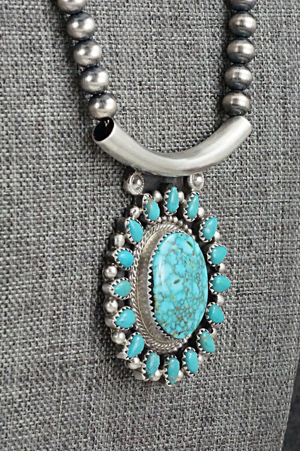 Turquoise & Sterling Silver Necklace - Tom Lewis