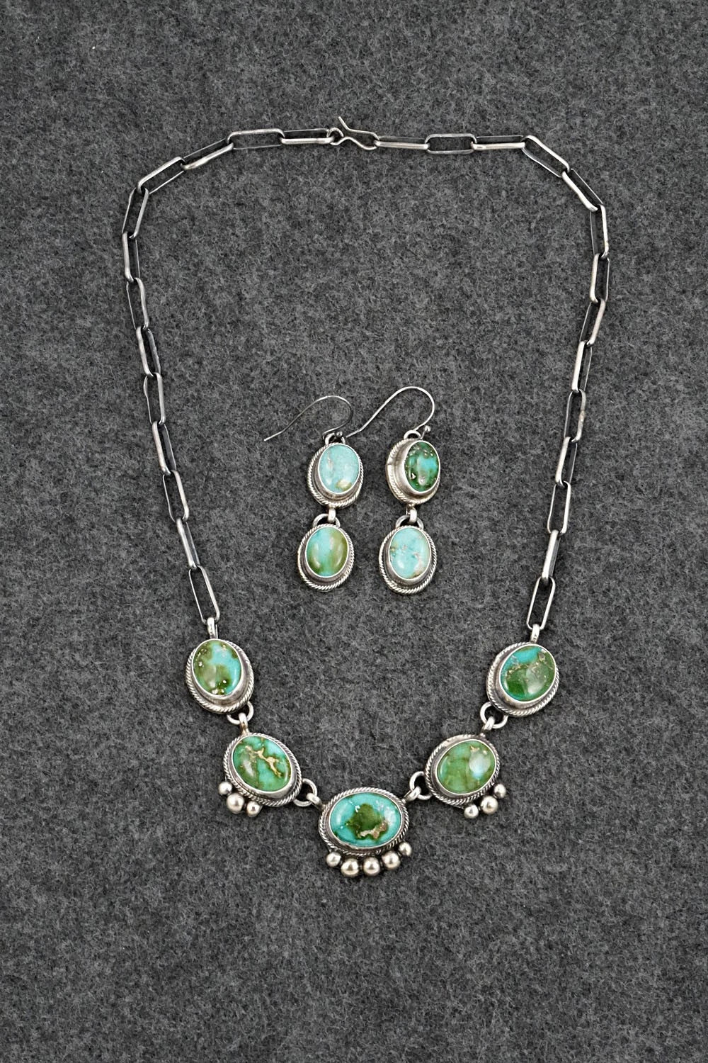 Turquoise & Sterling Silver Necklace and Earrings Set - Kathleen Livingston
