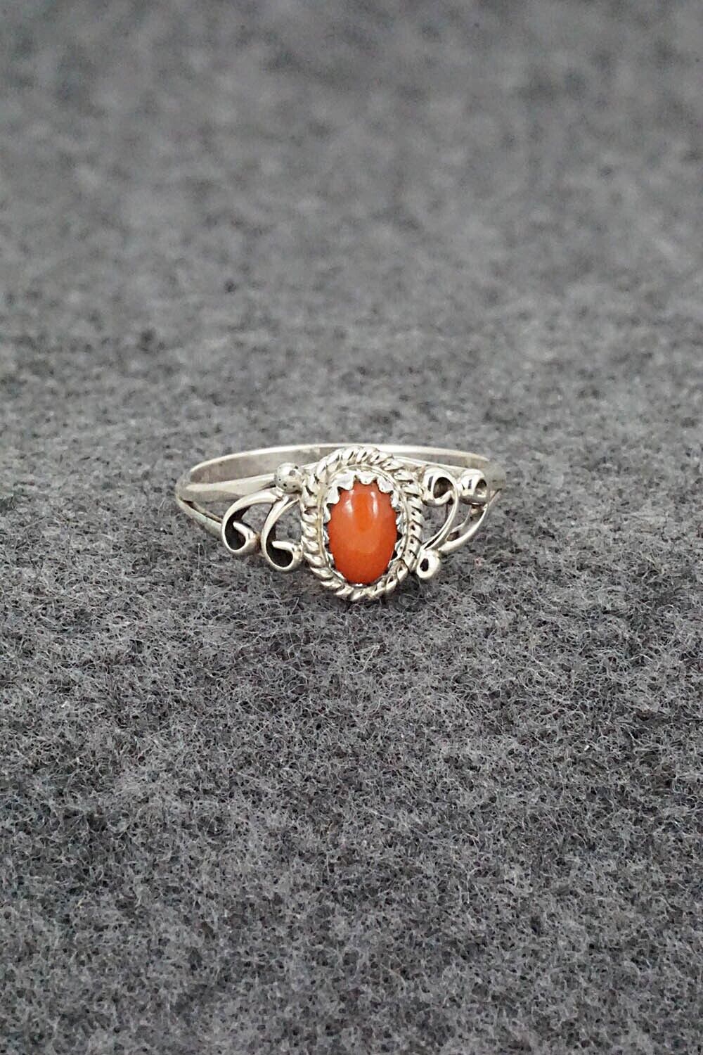 Coral & Sterling Silver Ring - Letricia Largo - Size 6.75