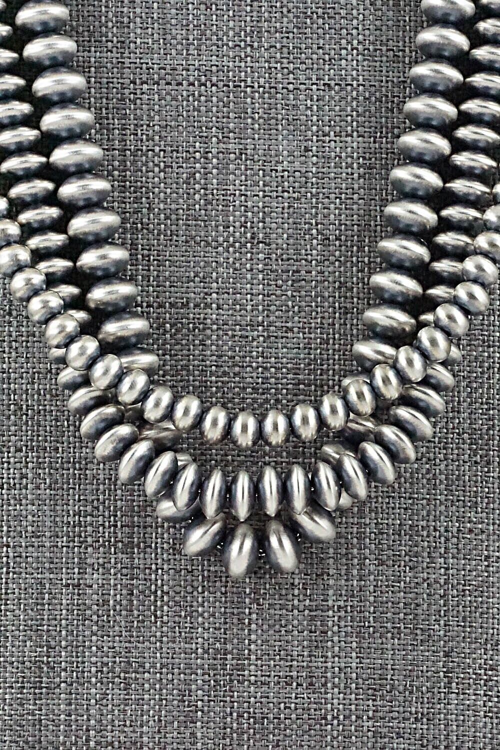 Sterling Silver Navajo Pearl Necklace 24" - Dorinda Mariano