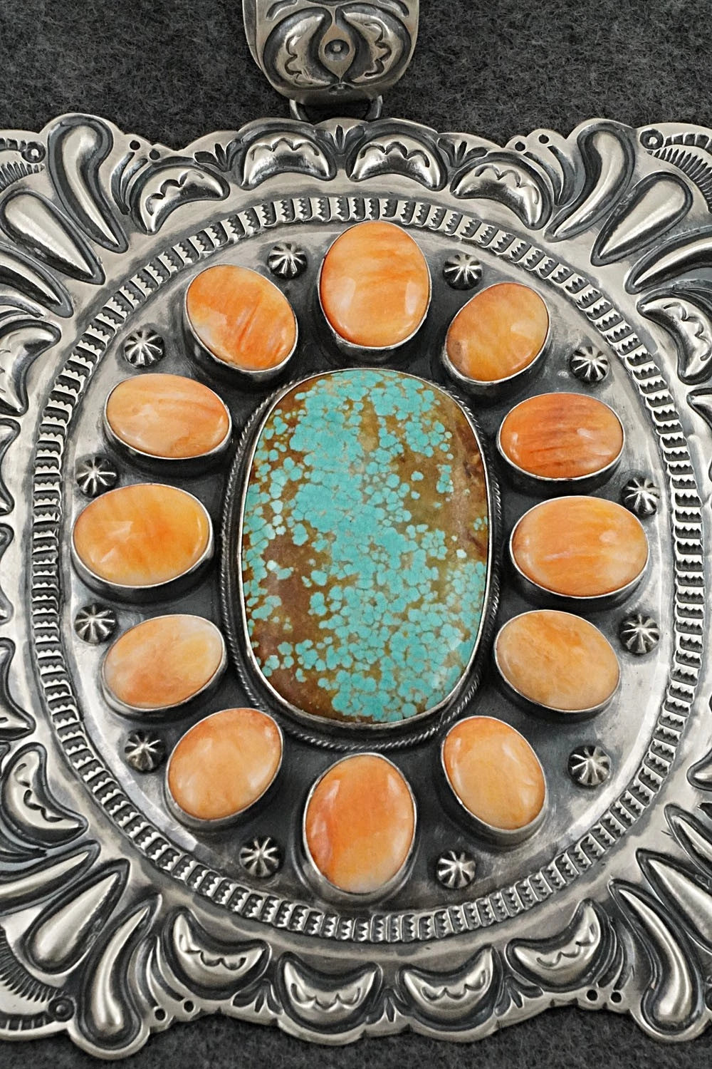 Turquoise, Spiny Oyster & Sterling Silver Pendant - Randy Boyd