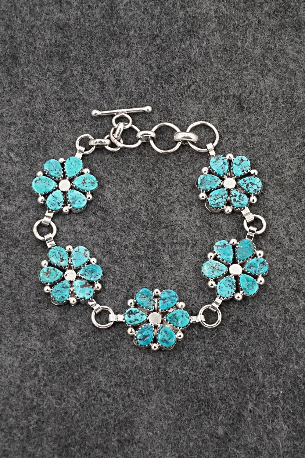 Turquoise & Sterling Silver Link Bracelet - Anthony Brown