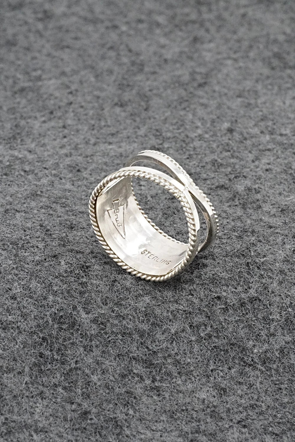 Coral and Sterling Silver Ring - Bruce Johnson - Size 9.5