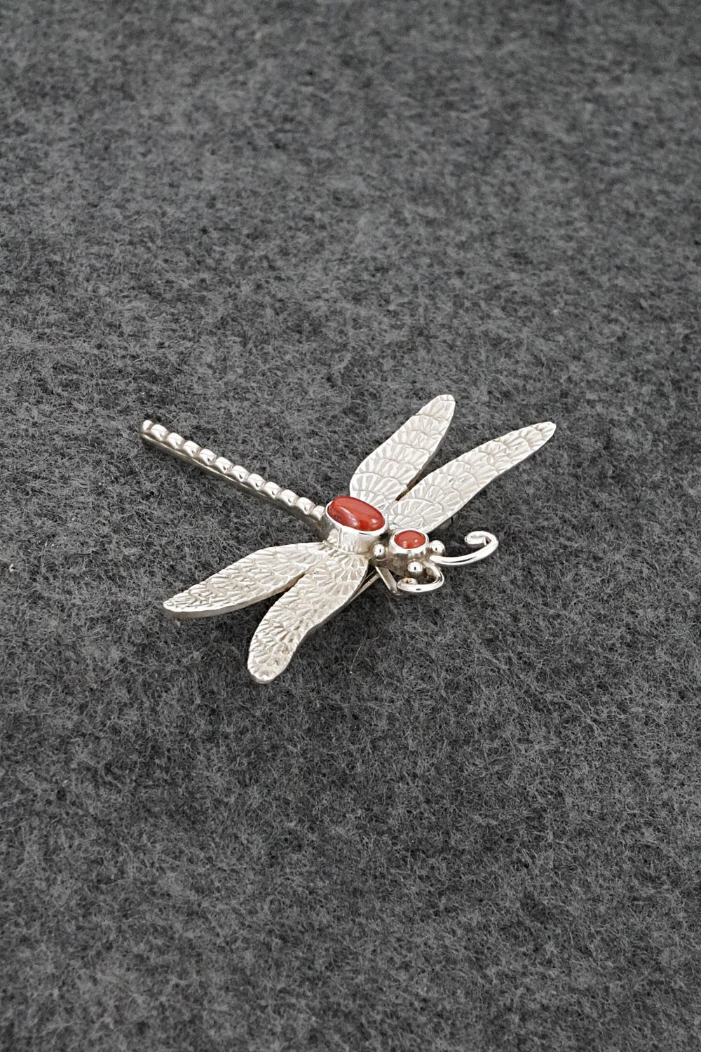Coral & Sterling Silver Pendant/Pin - Lee Charley