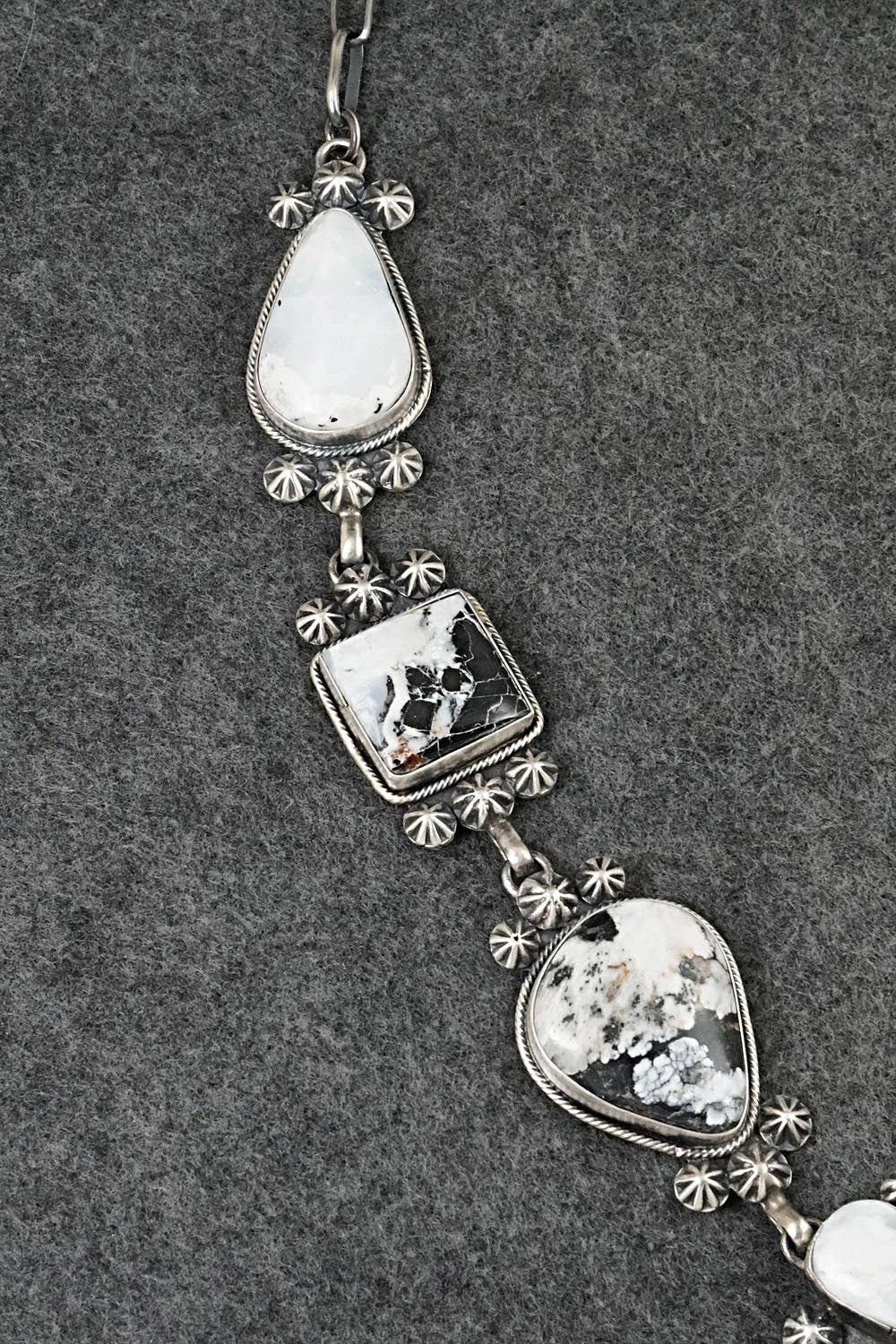 White Buffalo & Sterling Silver Necklace and Earrings Set - Paul Livingston