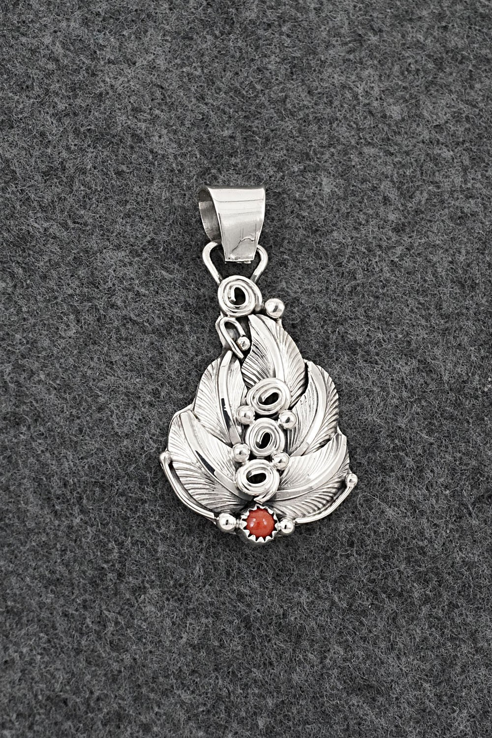 Coral & Sterling Silver Pendant - Darrell Morgan