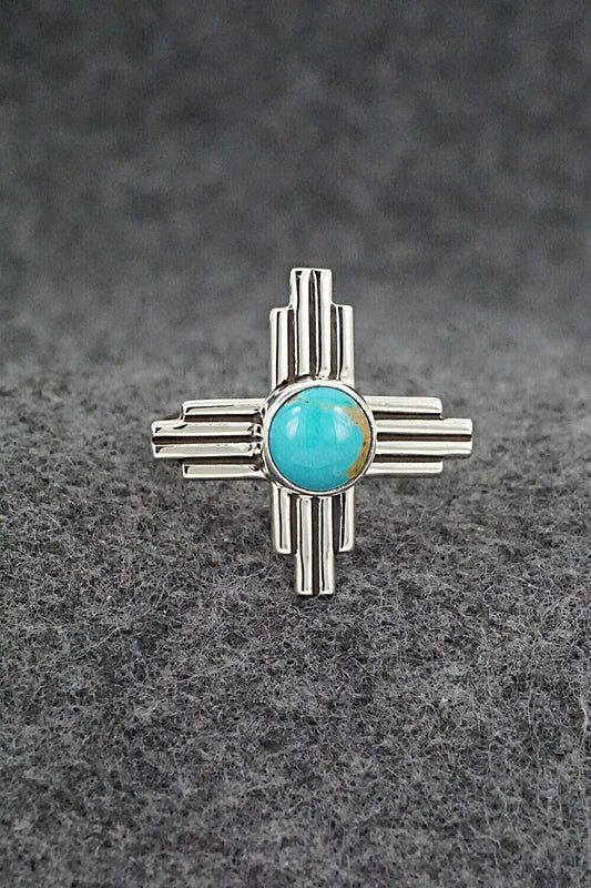 Turquoise and Sterling Silver Ring - Raymond Coriz - Size 8