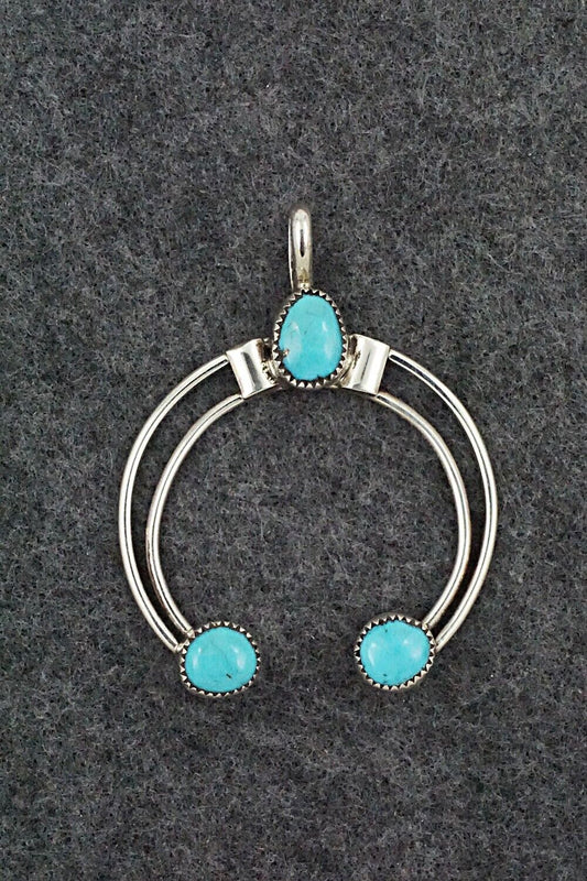 Turquoise & Sterling Silver Naja Pendant - Priscilla Reeder