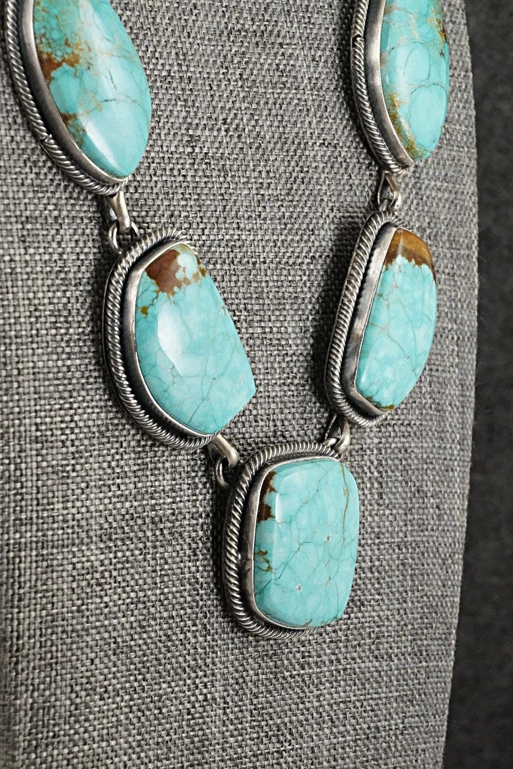 Turquoise & Sterling Silver Necklace and Earrings Set - Paul Livingston