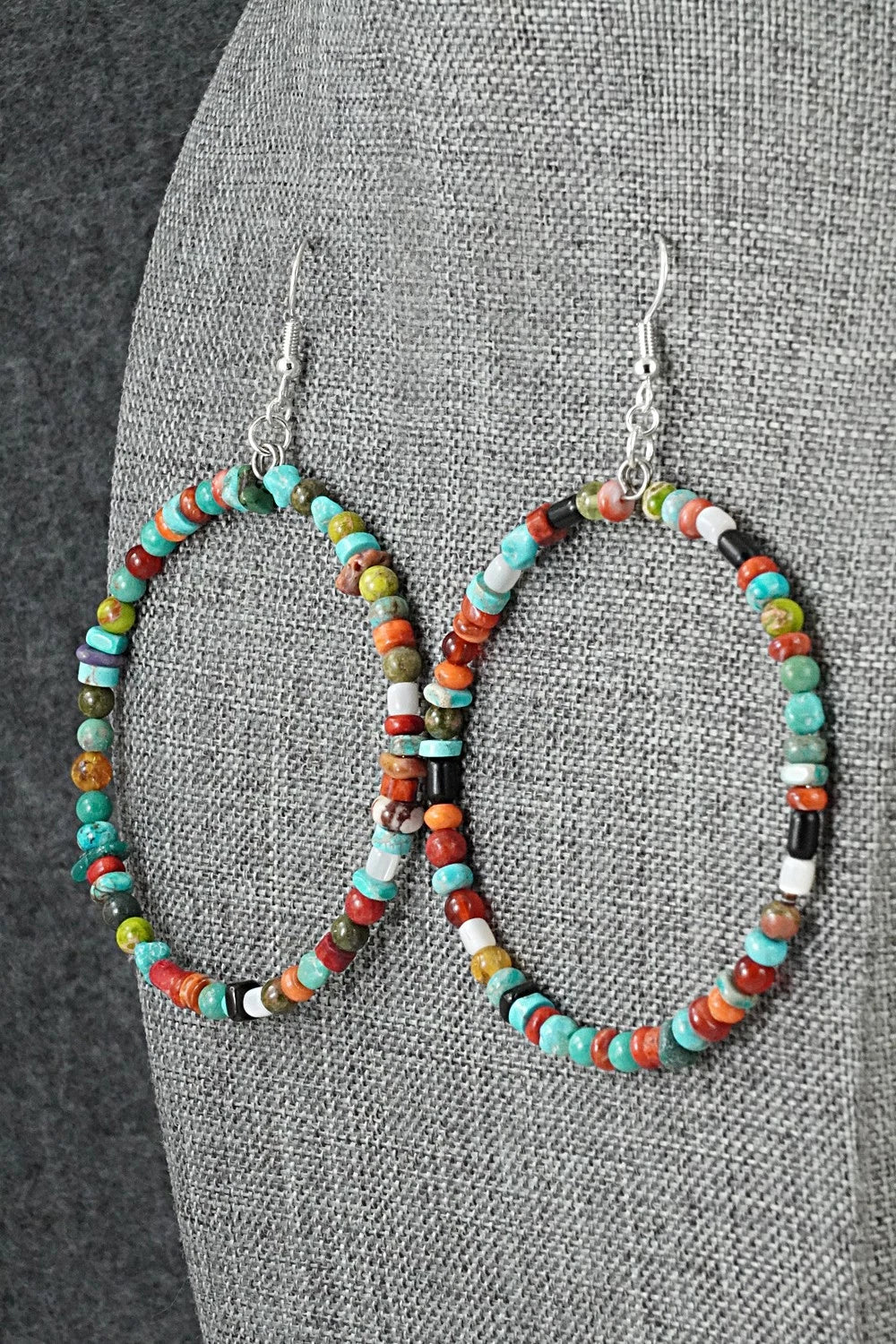 Multi-Stone & Sterling Silver Earrings - Helen Tsosie