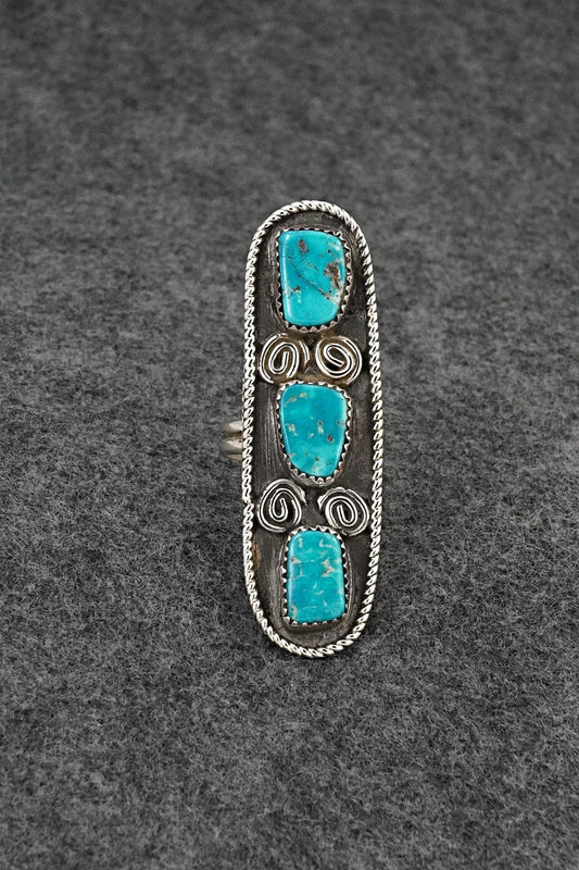 Turquoise & Sterling Silver Ring - Priscilla Reeder - Size 7.5