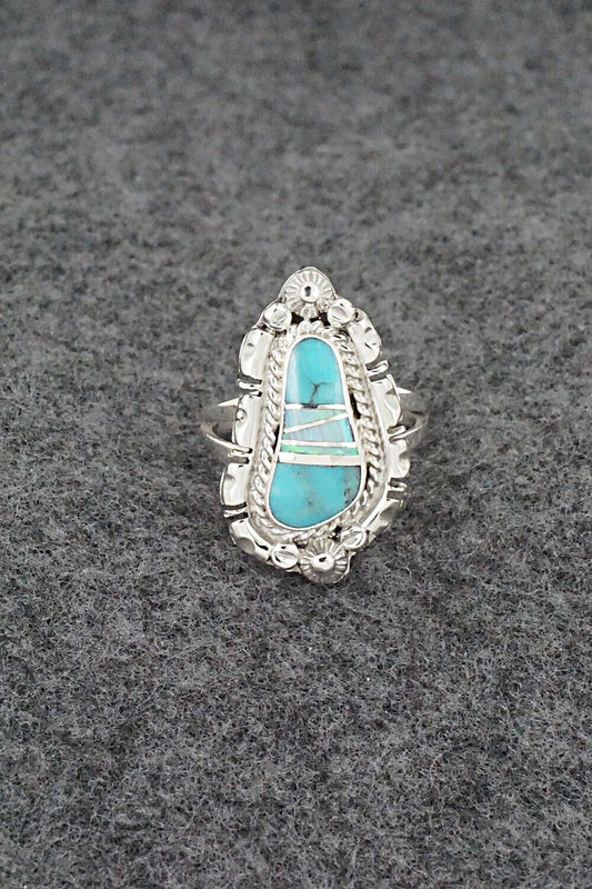Turquoise, Opalite & Sterling Silver Ring - James Manygoats - Size 7