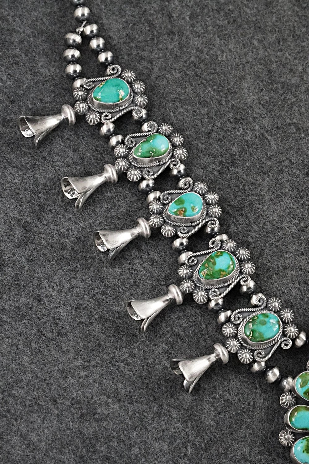Turquoise & Sterling Silver Squash Blossom Set - Mark Yazzie