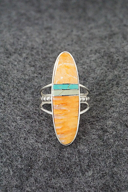 Spiny Oyster, Turquoise & Sterling Silver Ring - Harold Smith - Size 6