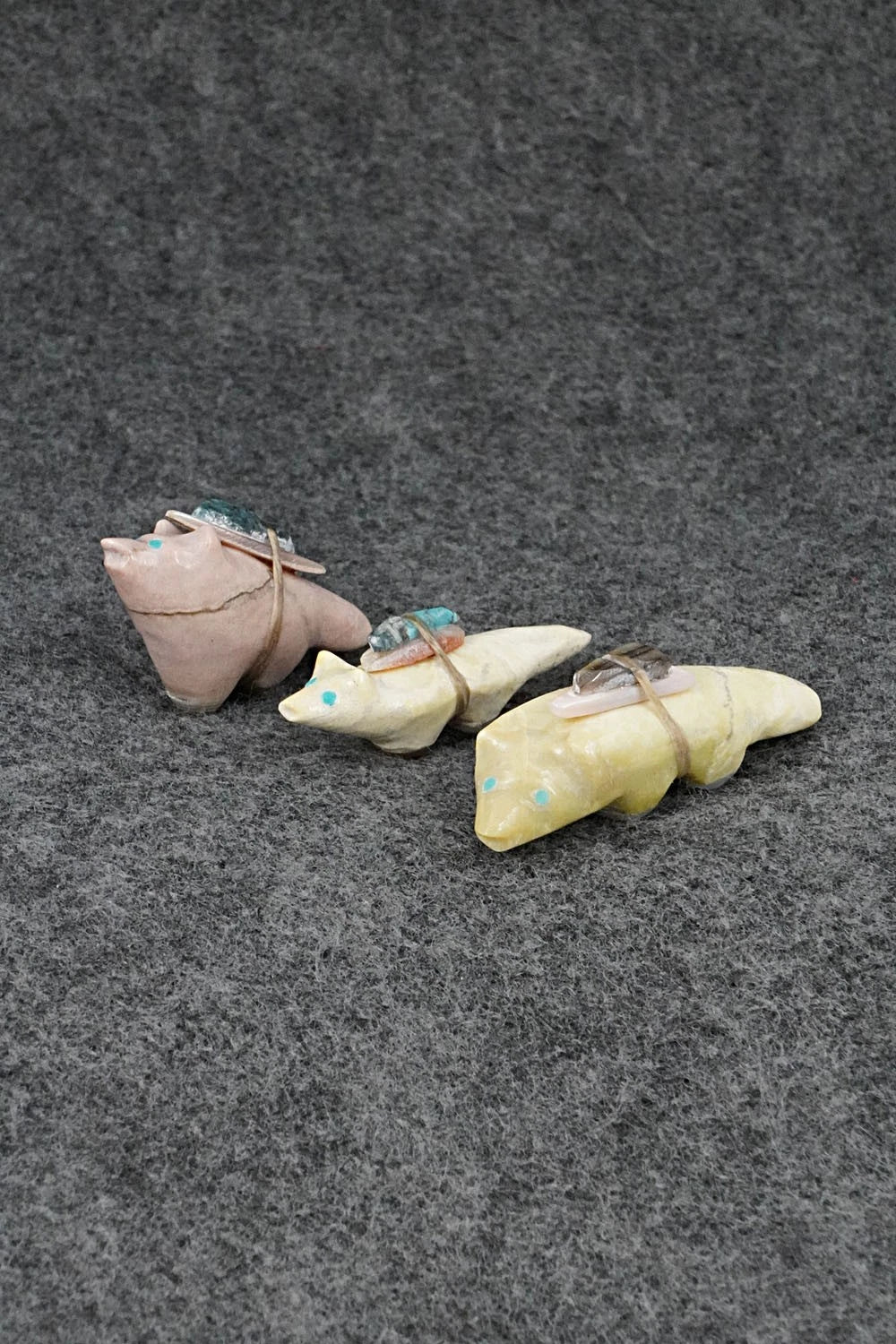 Badger, Wolf & Fox Zuni Fetish Carvings - Delvin Leekya