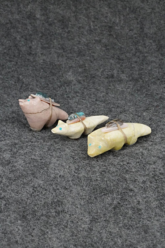 Badger, Wolf & Fox Zuni Fetish Carvings - Delvin Leekya