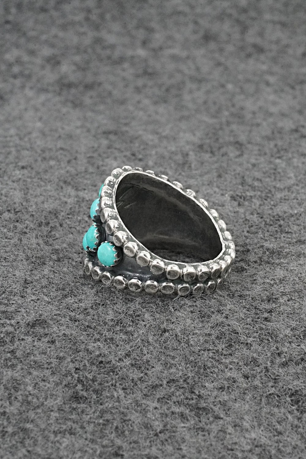 Turquoise & Sterling Silver Ring - Kenny Lonjose - Size 9.5