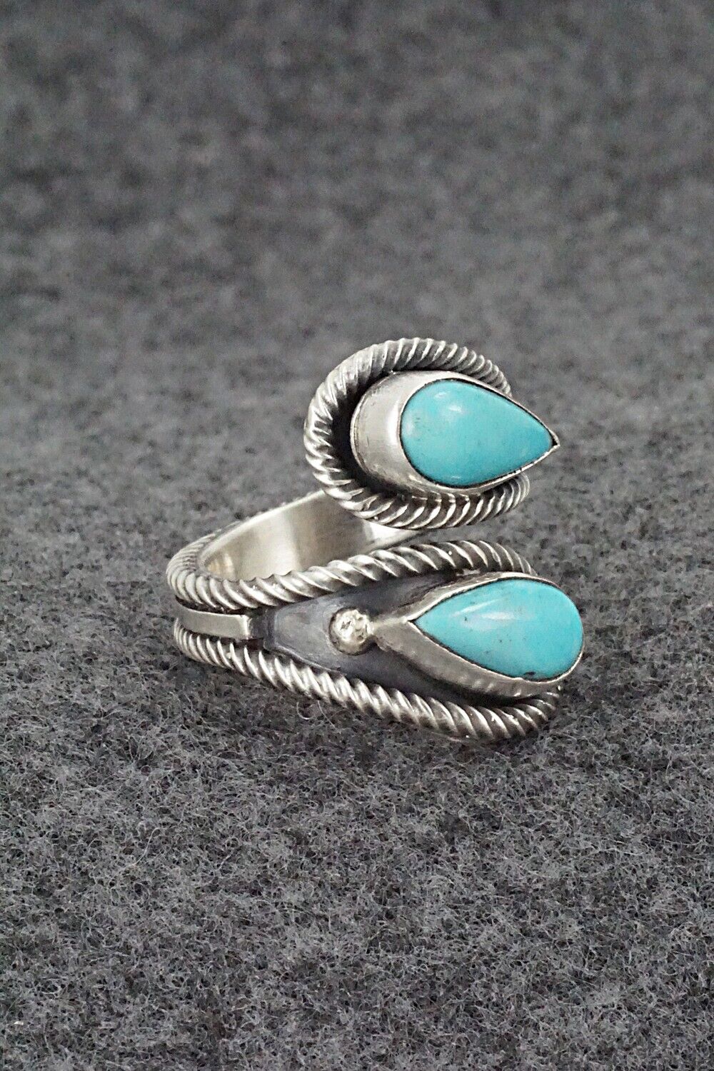 Turquoise & Sterling Silver Ring - Kenny Lonjose - Size 6.5