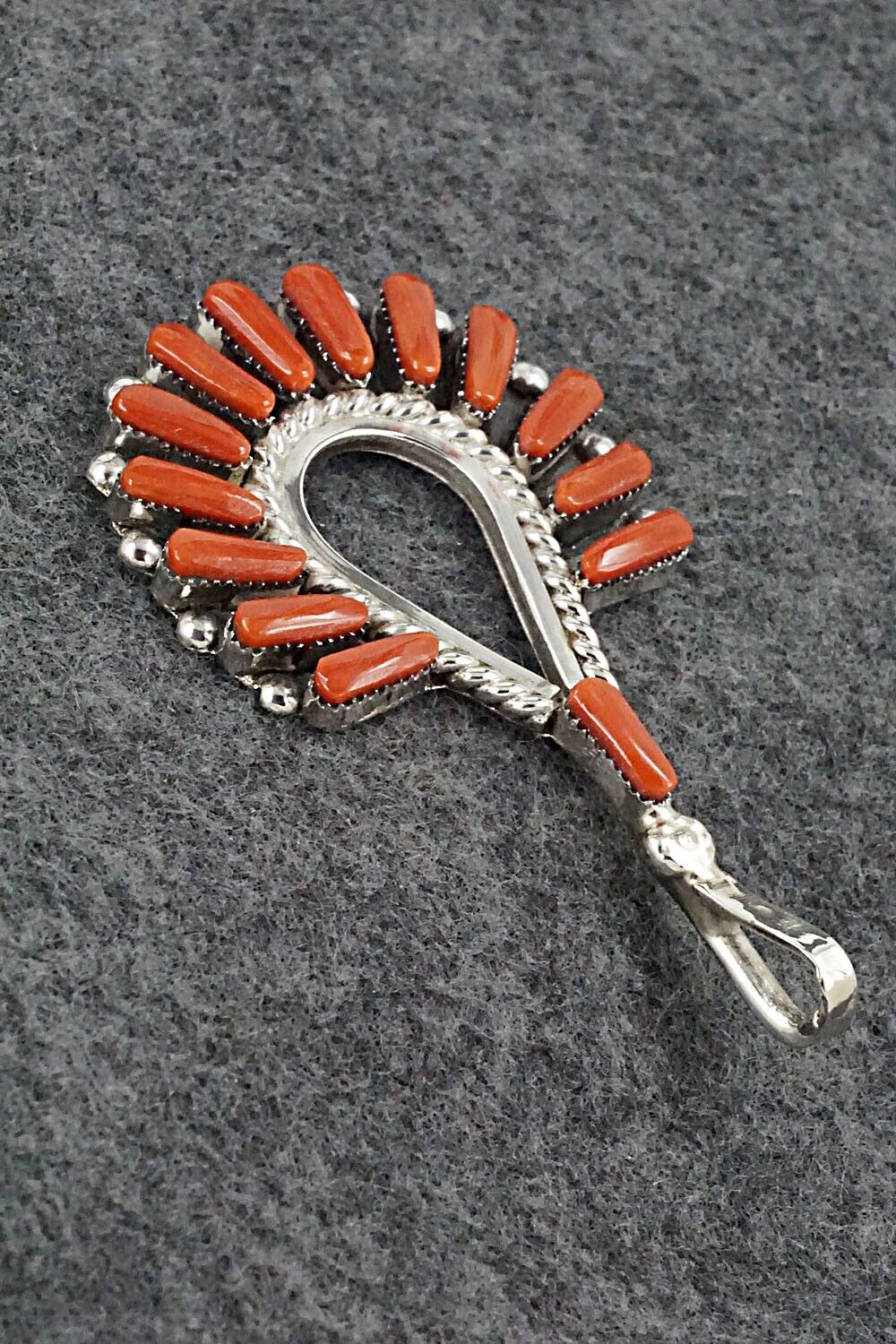 Coral and Sterling Silver Pendant - Carlene Hattie