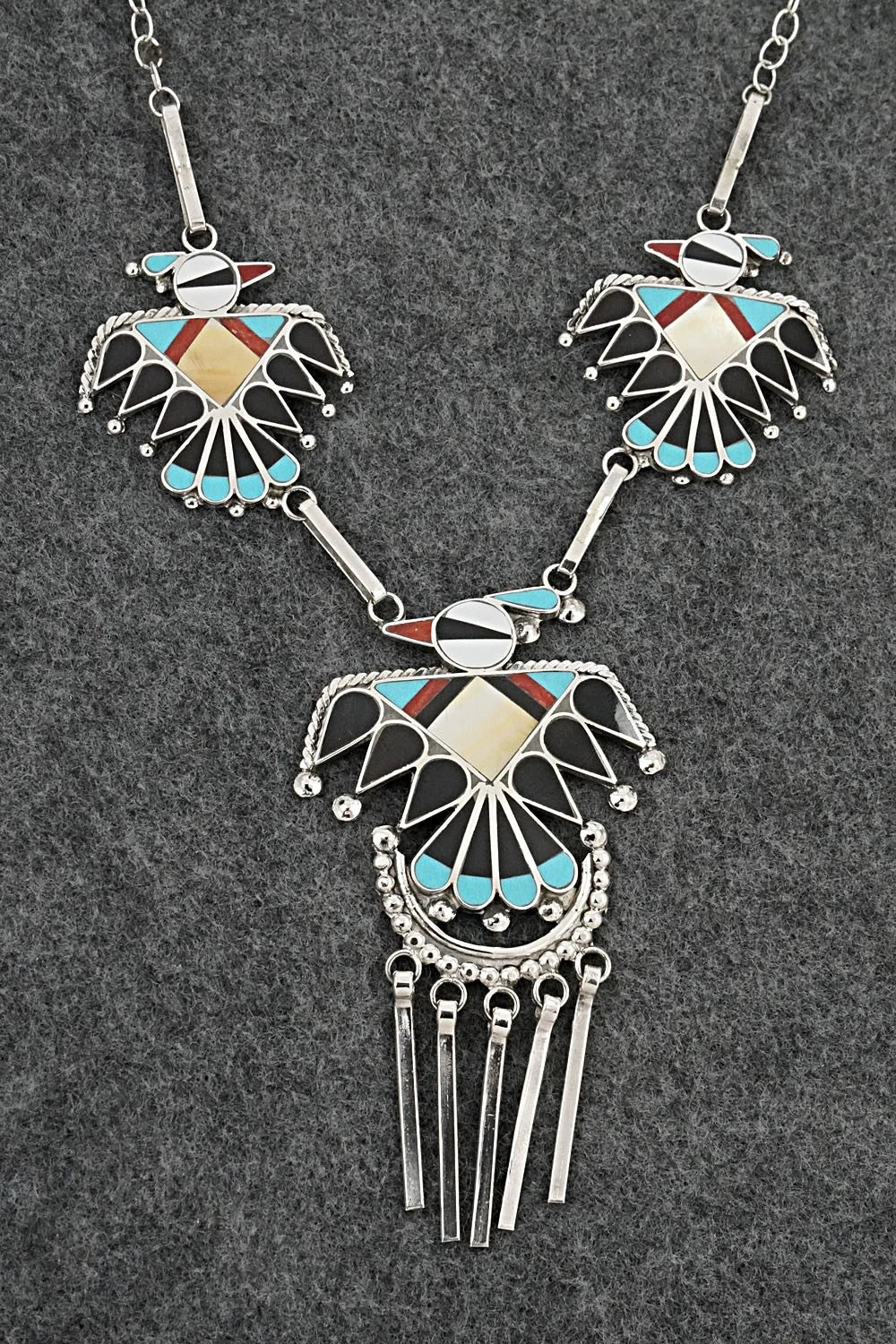 Multi-Stone & Sterling Silver Inlay Necklace Set - Adrian Wallace