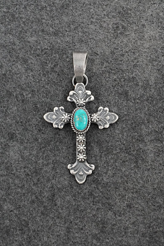 Turquoise & Sterling Silver Pendant - Kevin Billah