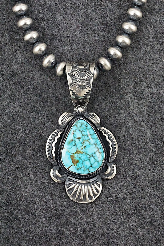 Turquoise and Sterling Silver Necklace - Gilbert Tom