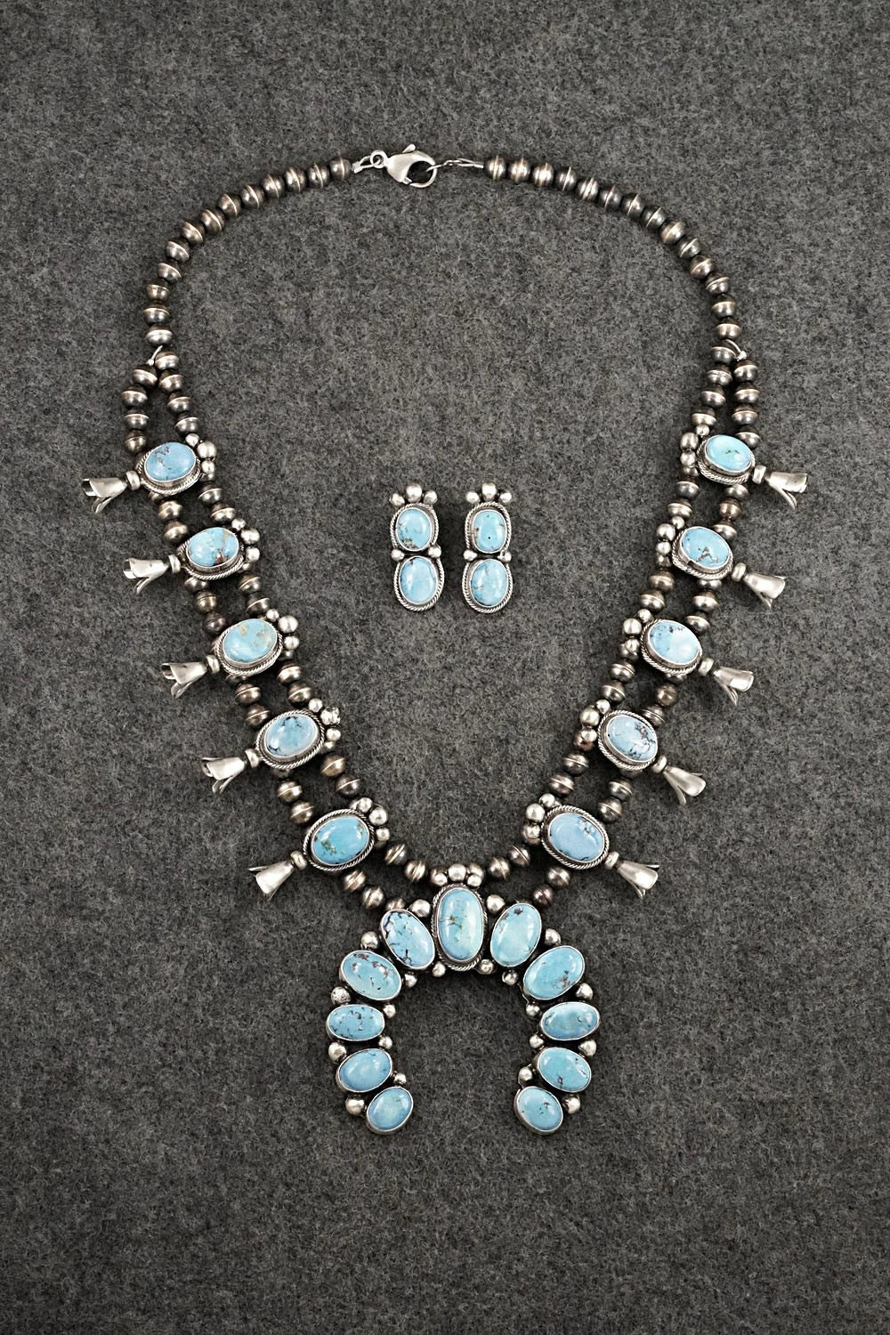 Turquoise & Sterling Silver Squash Blossom Set - Darrin Livingston