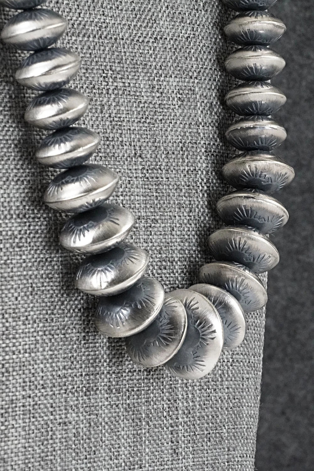Sterling Silver Navajo Pearl Necklace and Earrings Set - Angeline Miller