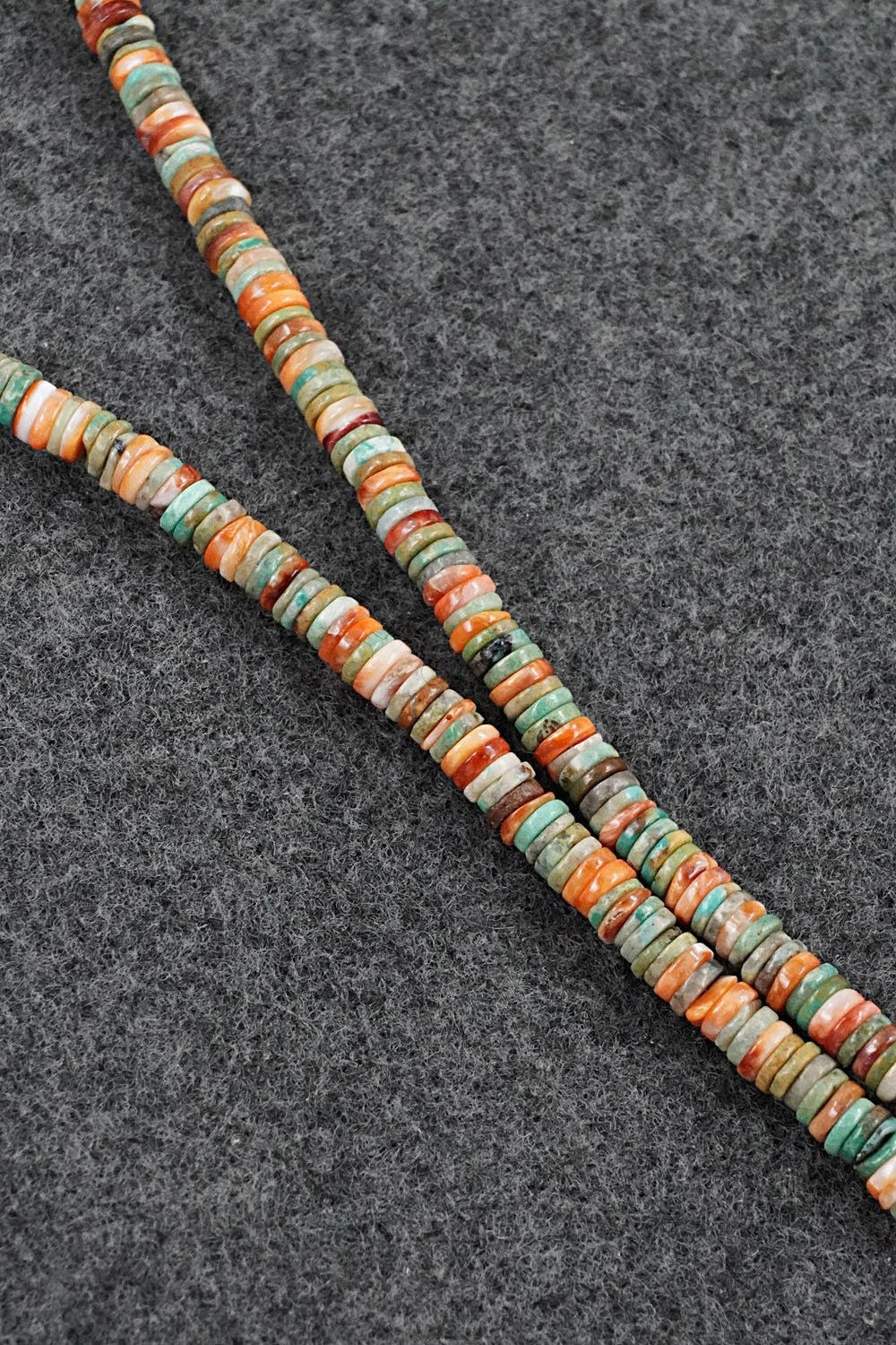 Turquoise, Spiny Oyster & Sterling Silver Necklace 17" - Doreen Jake