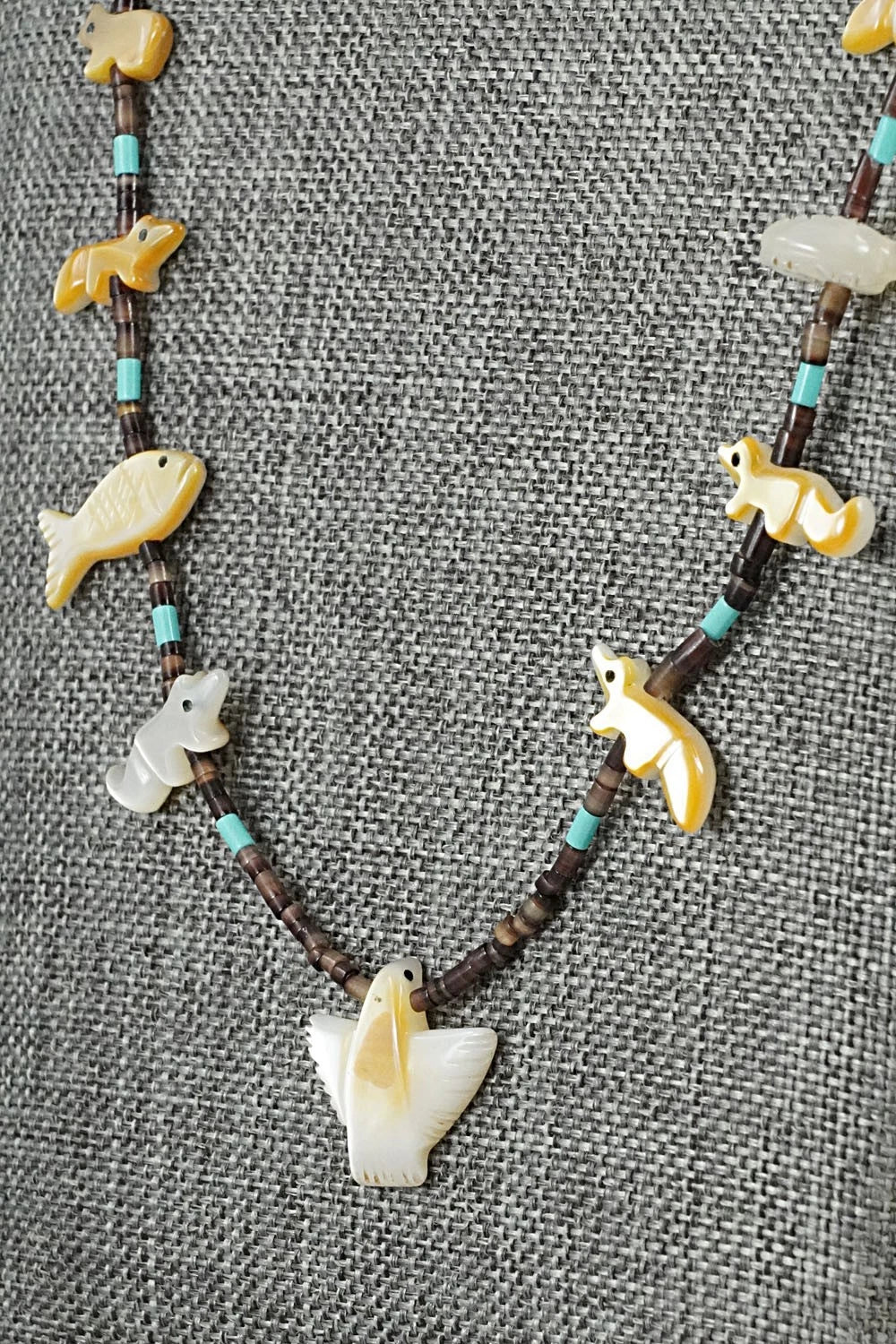 Multi-Stone Fetish Carving & Sterling Silver Necklace - Hector Goodluck