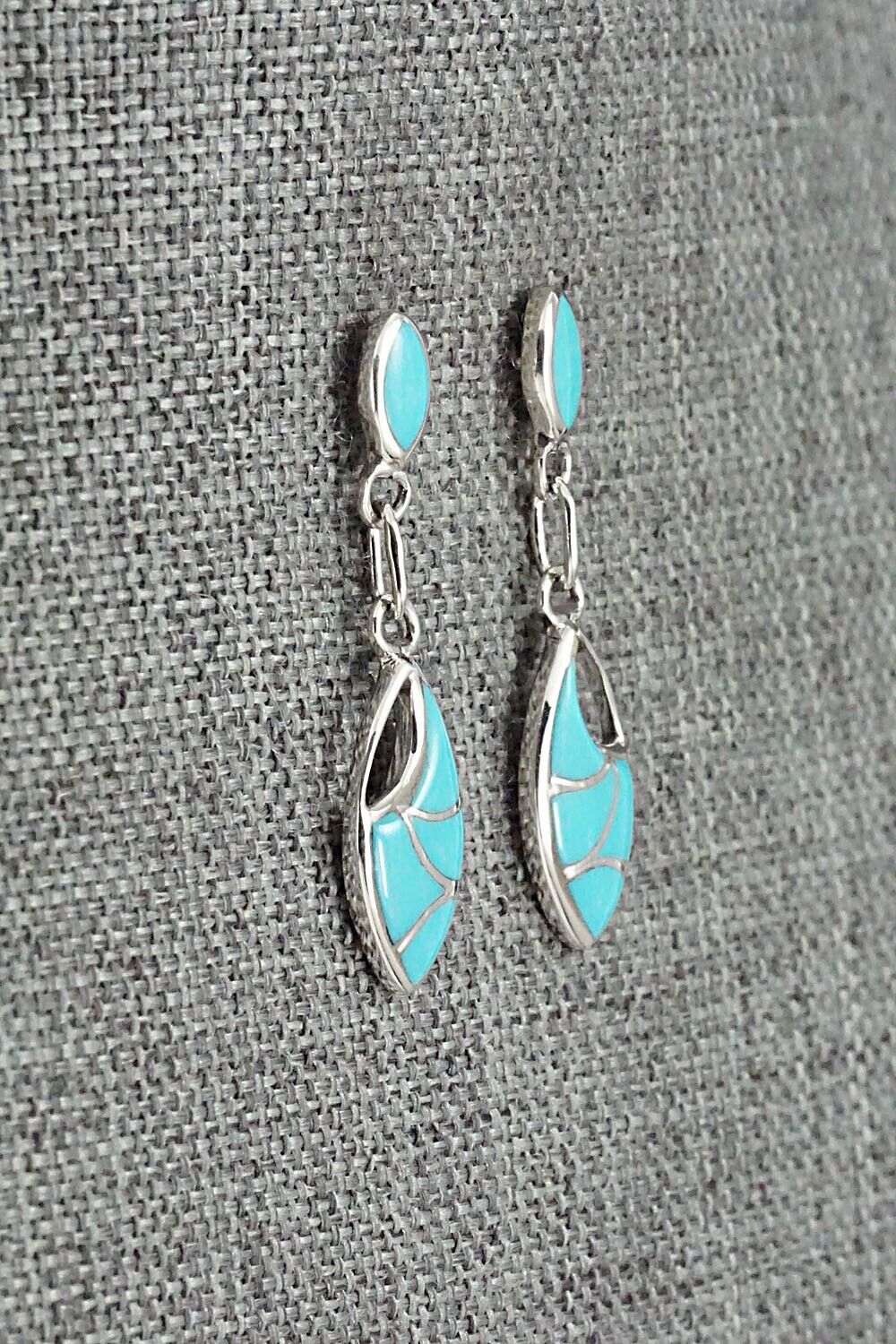 Turquoise & Sterling Silver Inlay Earrings - Faye Leekya