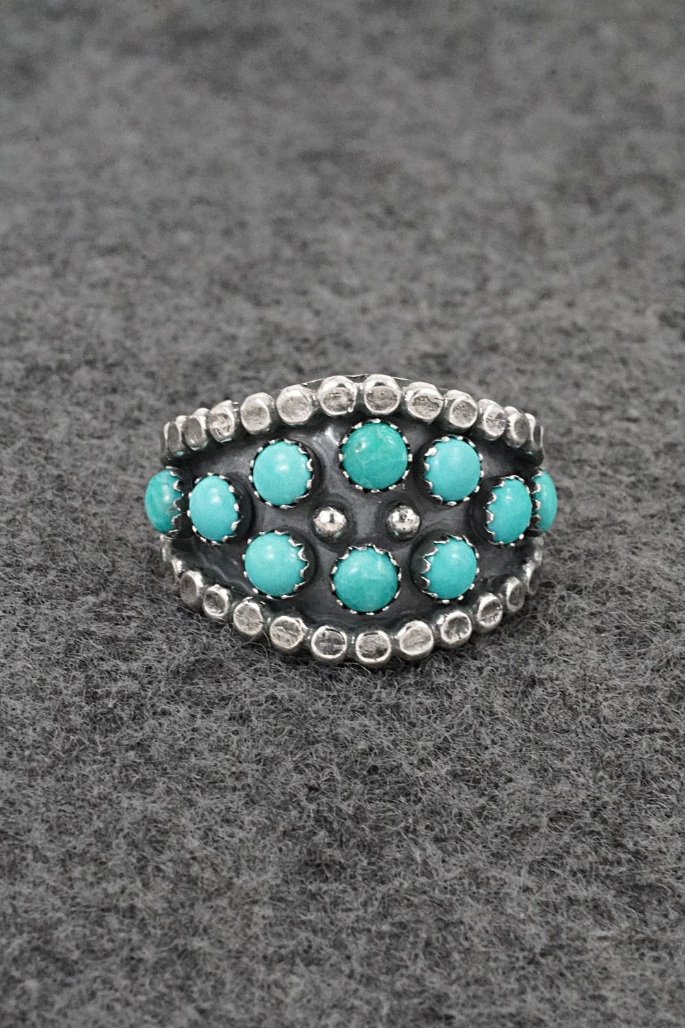 Turquoise & Sterling Silver Ring - Kenny Lonjose - Size 9.5