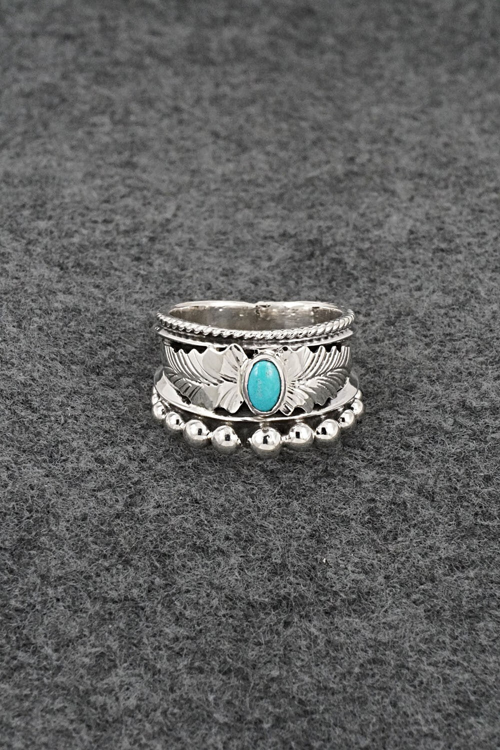 Turquoise & Sterling Silver Ring - Tom Lewis - Size 8.5