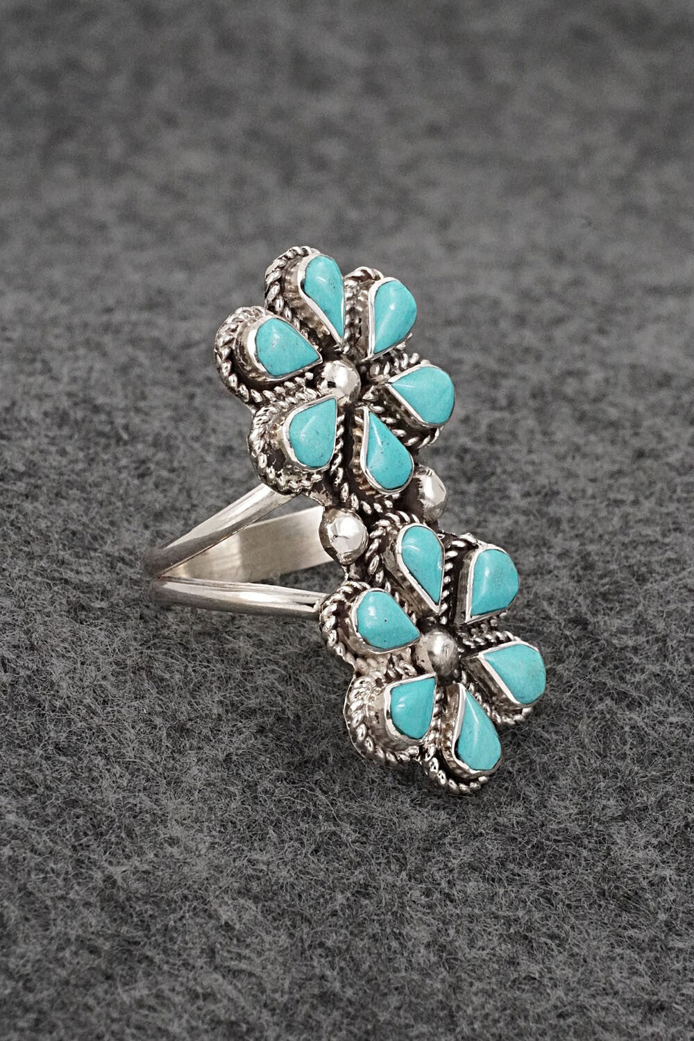 Turquoise & Sterling Silver Ring - Carol Lateyice - Size 9.5