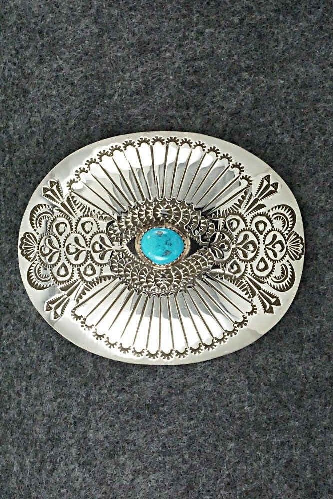 Turquoise & Sterling Silver Belt Buckle - Shirley Silver